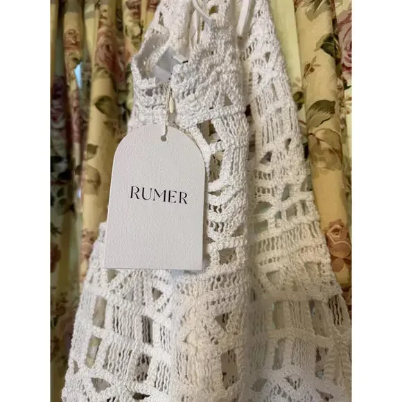 NWT! Rumer Ines Midi White Crochet Swimsuit Cover Dress Size XS - Picture 3 of 5